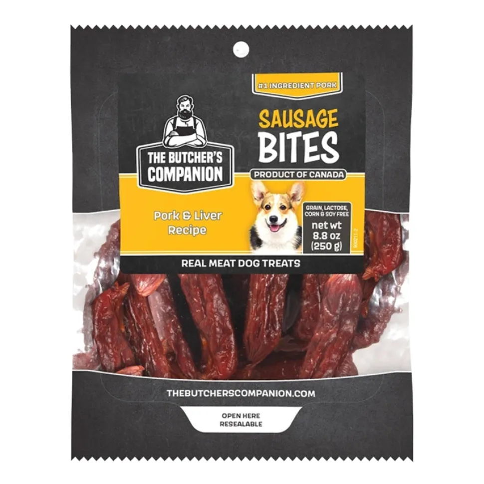 The Butcher's Companion Sausage Bites Pork and Liver Natural Jerky Dog Treats - 8.8 Oz