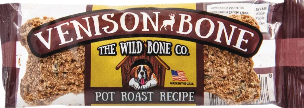 The Wild Bone Co. Venison Bone Pot Roast Recipe Crunchy Dog Treats - 24 ct