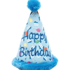 The Worthy Dog Birthday Hat Squeak Nylon and Plush Dog Toy