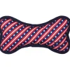 The Worthy Dog Bone Star Striped Squeak Nylon and Plush Dog Toy