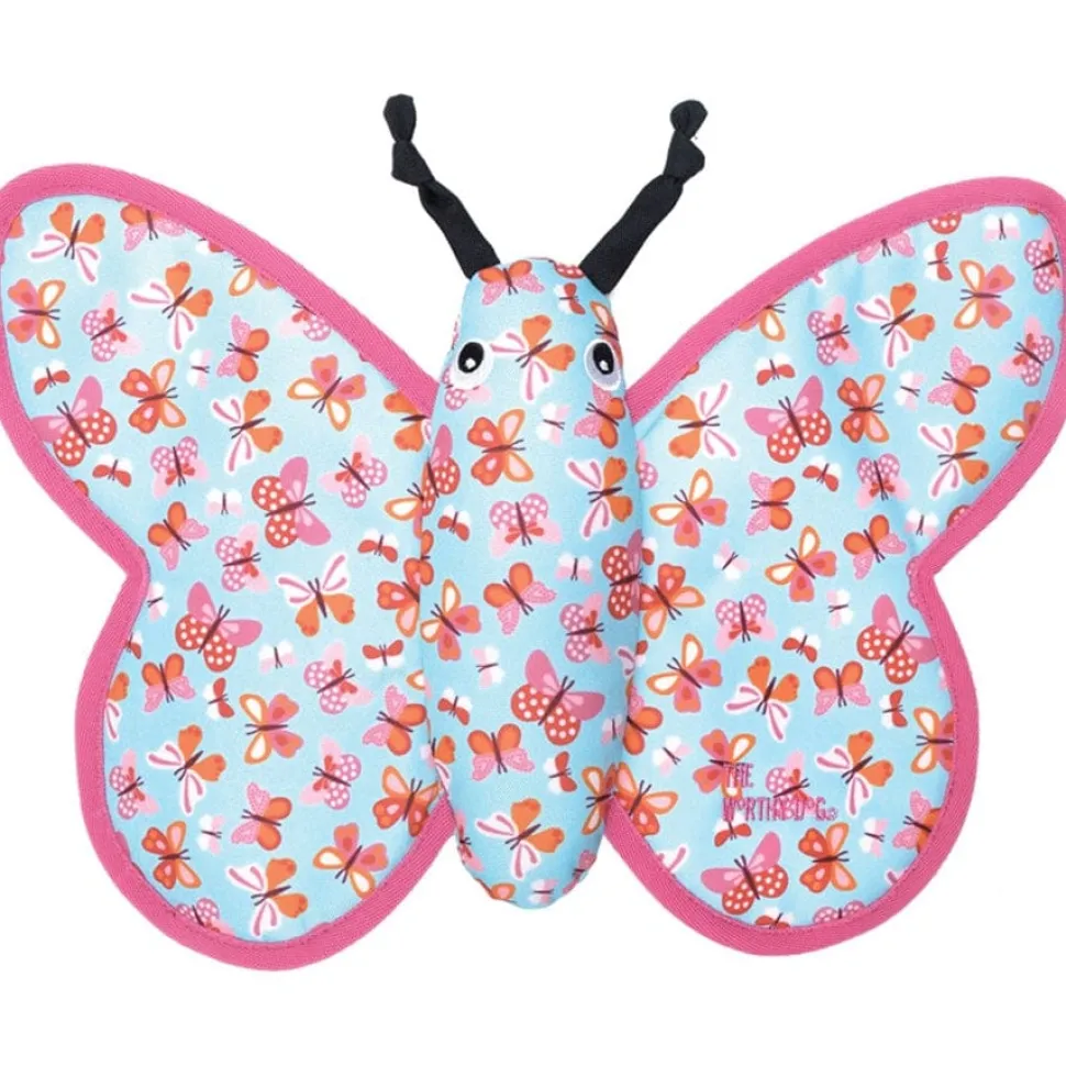 The Worthy Dog Butterfly Squeak Nylon and Plush Dog Toy