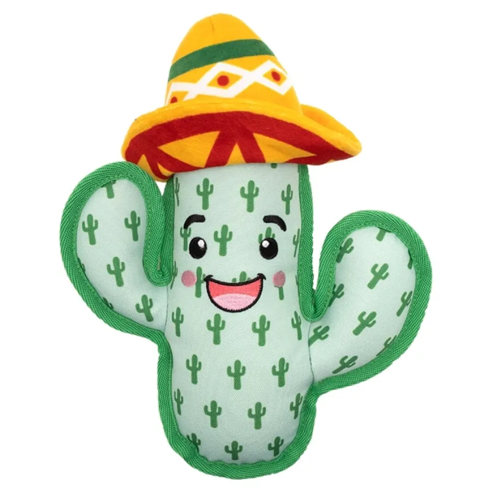The Worthy Dog Cactus Plant Squeak Nylon and Plush Dog Toy