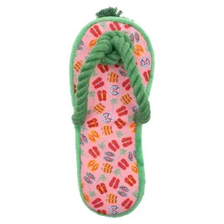 The Worthy Dog Flip Flop Tropical Patterned Squeak Rope and Nylon Plush Dog Toy