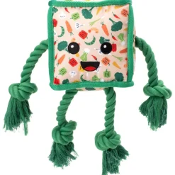 The Worthy Dog Tofu Stir Fry Squeak Rope and Nylon Plush Dog Toy
