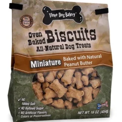 Three Dog Bakery Mini Biscuits All Natural Dog Biscuits Treats - Peanut Butter - 32 Oz