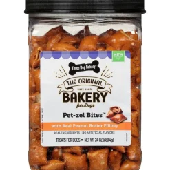 Three Dog Bakery Pet-zel Bites with Peanut Butter Filling Crunchy Dog Treats - 26 Oz - Case of 4