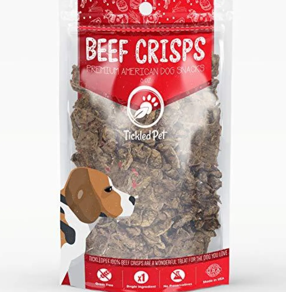 Tickled Pet Natural USA Beef Crisps Dog Jerkey Treats - 8 oz Bag