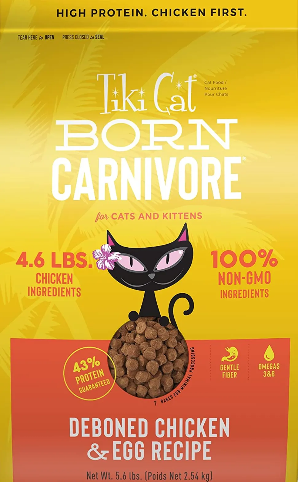 Tiki Cat Born Carnivore Non-GMO Chicken & Egg non Kibble Dry Cat Food - 11.1 lb Bag