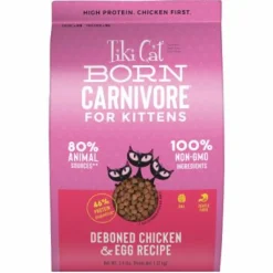 Tiki Cat Born Carnivore Non-GMO Chicken & Egg Kitten non Kibble Dry Cat Food - 2.8 lbs Bag