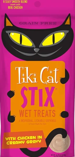 Tiki Cat Chicken Mousse STIX™ Cat Treats - (6 Tubes per Bag) - 3 Oz Bags - Pack of 12