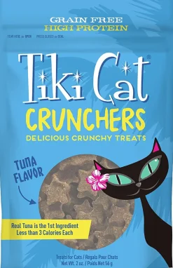 Tiki Cat Crunchers Tuna & Pumpkin Cat Food Toppers - 2 Oz Pouch - Pack of 6