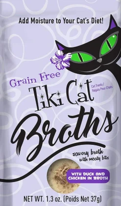 Tiki Cat Duck & Chicken Broth Cat Food Toppers - 1.3 Oz Pouch - Pack of 12