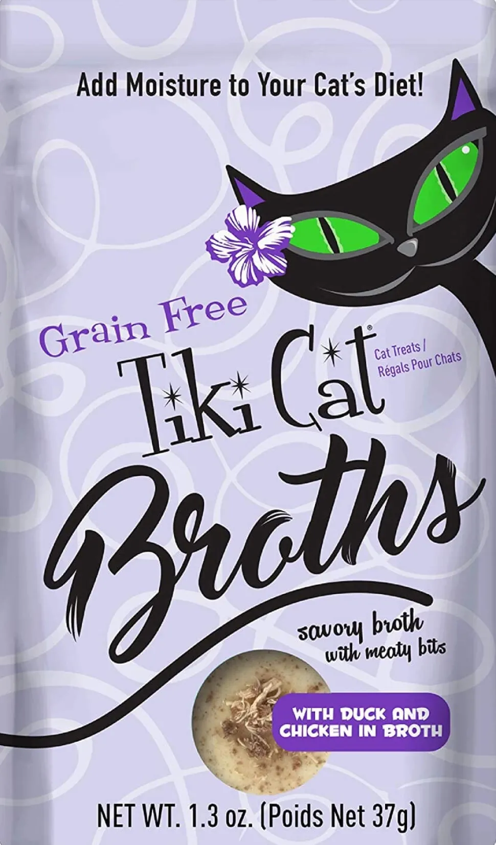 Tiki Cat Duck & Chicken Broth Cat Food Toppers - 1.3 Oz Pouch - Pack of 12