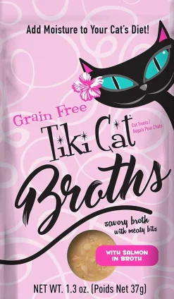 Tiki Cat Salmon Broth Cat Food Toppers - 1.3 Oz Pouch - Pack of 12