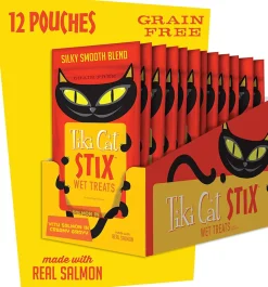 Tiki Cat Salmon Mousse STIX™ Cat Treats - (6 Tubes per Bag) - 3 Oz Bags - Pack of 12