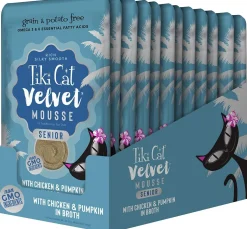 Tiki Cat Velvet Mousse Senior Cat Food in Pouches - 2.8 oz Pouches - Case of 12