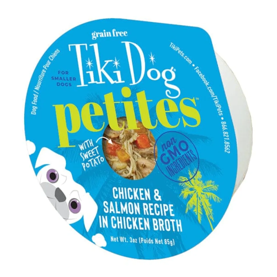 Tiki Dog Aloha Petite Cups Chicken & Salmon Wet Dog Food Trays - 3 Oz Cups - 4 Pack