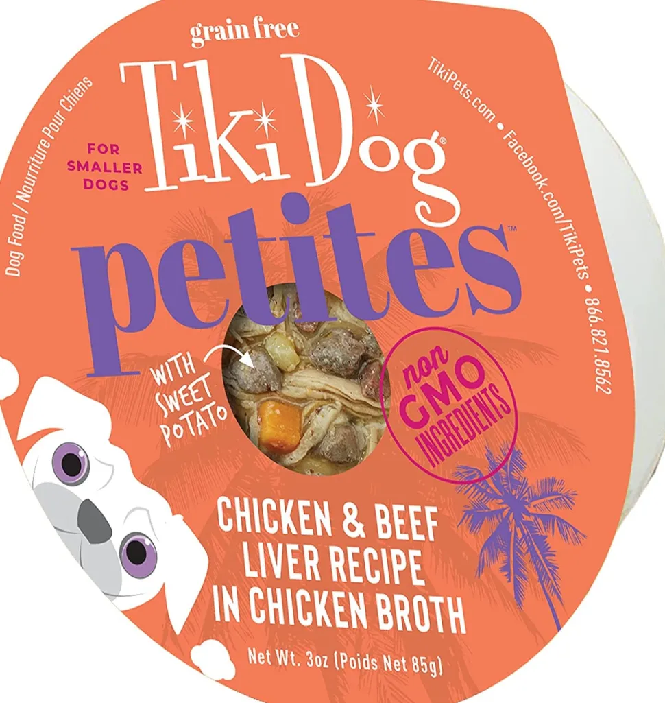 Tiki Dog Aloha Petite Cups Chicken & Beef Wet Dog Food Trays - 3 Oz Cups - 4 Pack