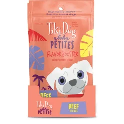 Tiki Dog Aloha Petites Flavor Booster Beef Dog Food Topper and Mixer - 1.5 oz Pouches - Case of 12
