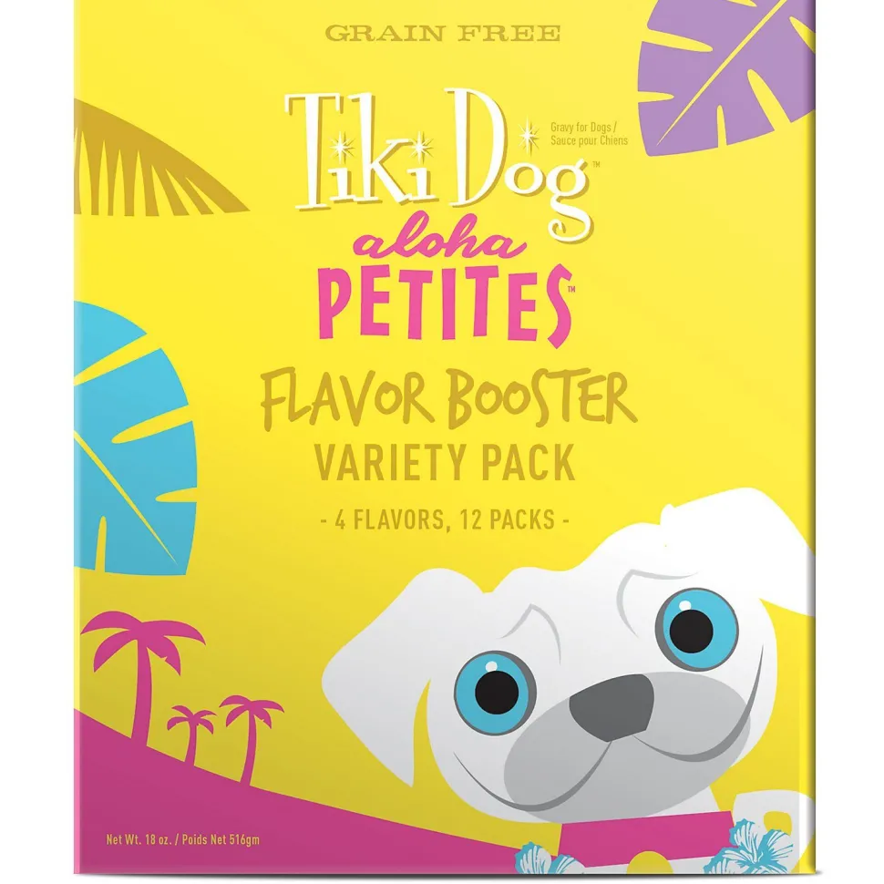 Tiki Dog Aloha Petites Flavor Booster Variety Pack Dog Food Topper and Mixer - 1.5 oz Pouches - Case of 12