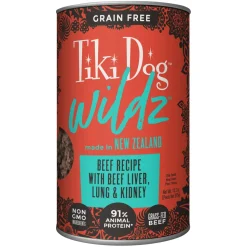 Tiki Dog Non-GMO Wildz Beef Wet Whole Dog Food - 13.2 oz Can - Case of 12