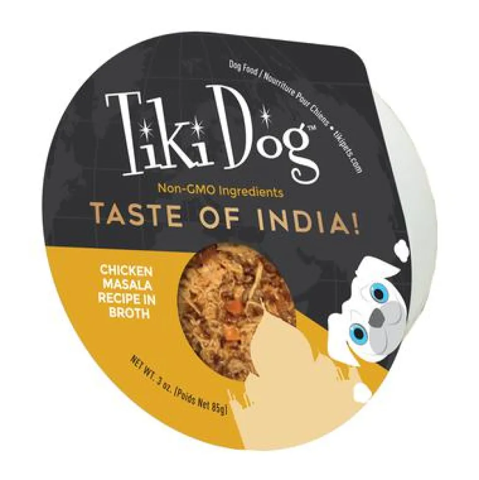 Tiki Dog Petites™ Gourmet International Taste of India! Chicken Masala Prepared Dog Food - 3 oz Cup - Case of 5
