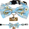 Touchcat ® Floral Patterned Designer Cat Collar with Bow - Blue - Large