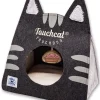 Touchcat ® 'Kitty Ears' Travel On-The-Go Folding Designer Fashion Pet Cat Bed House w/ Hanging Teaser Toy