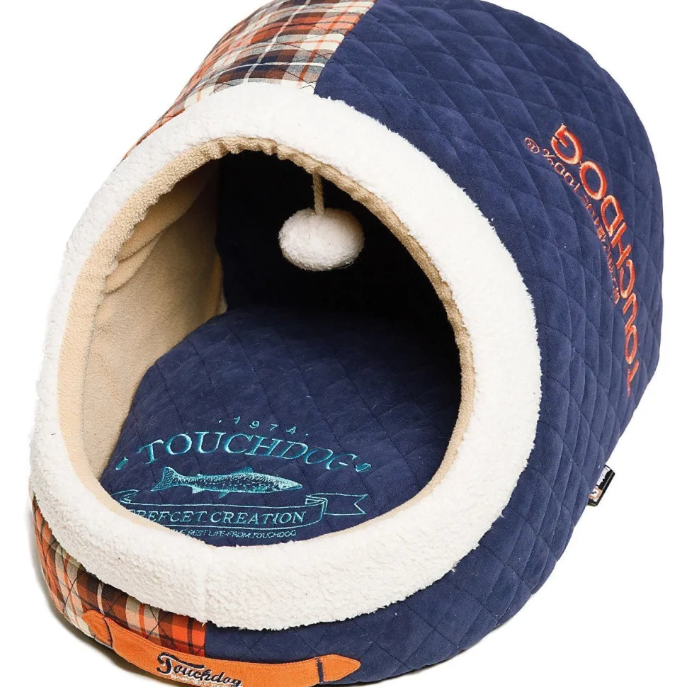 Touchdog ® 'Diamond Stitched' Panoramic Designer Cat Bed w/ Teaser Toy