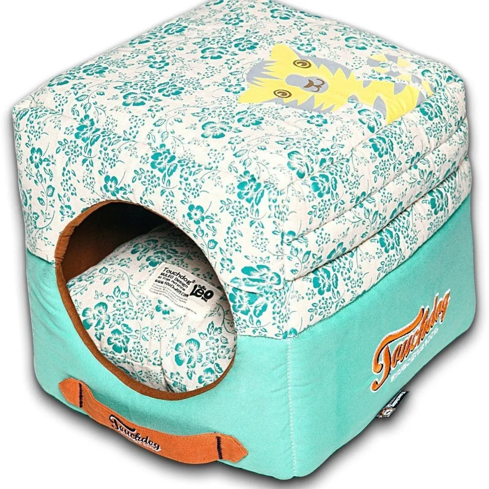 Touchdog ® 'Floral-Galoral' 2-in-1 Collapsible Squared Dog and Cat Bed