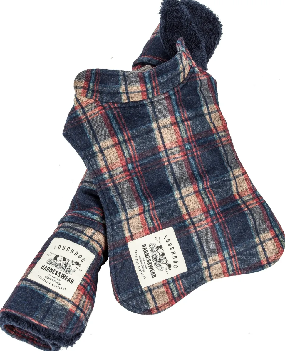 Touchdog ® 2-In-1 Tartan Plaid Dog Jacket and Matching Reversible Dog Mat