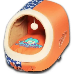 Touchdog ® 'Lazy-Bones' Rabbit-Spotted Panoramic Cat Bed with Teaser Toy