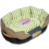 Touchdog ® 'Neutral-Striped' Rectangular Rounded Designer Dog Bed