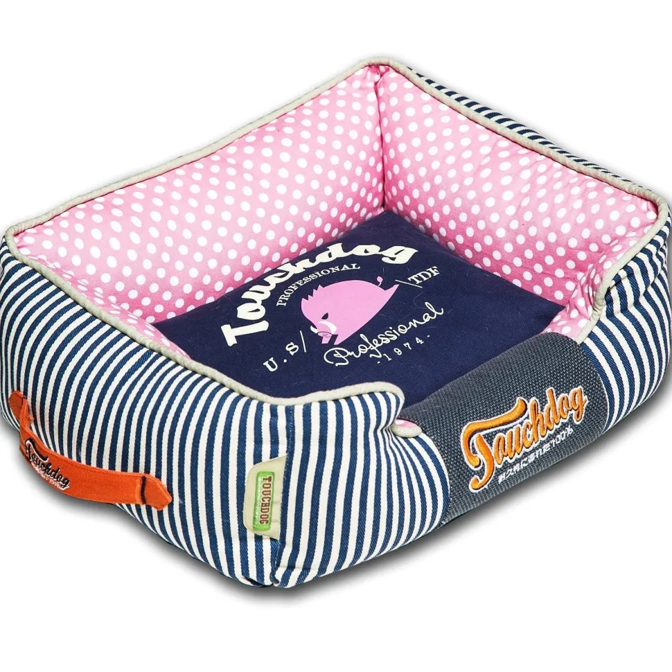 Touchdog ® 'Polka-Striped' Rectangular Designer Premium Dog Bed