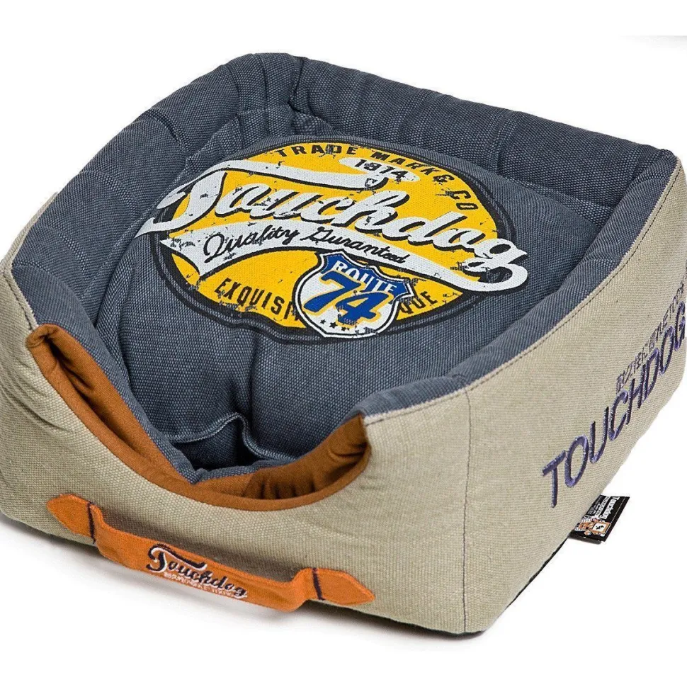 Touchdog ® 'Vintage Squared' 2-in-1 Convertible and Collapsible Dog and Cat Bed