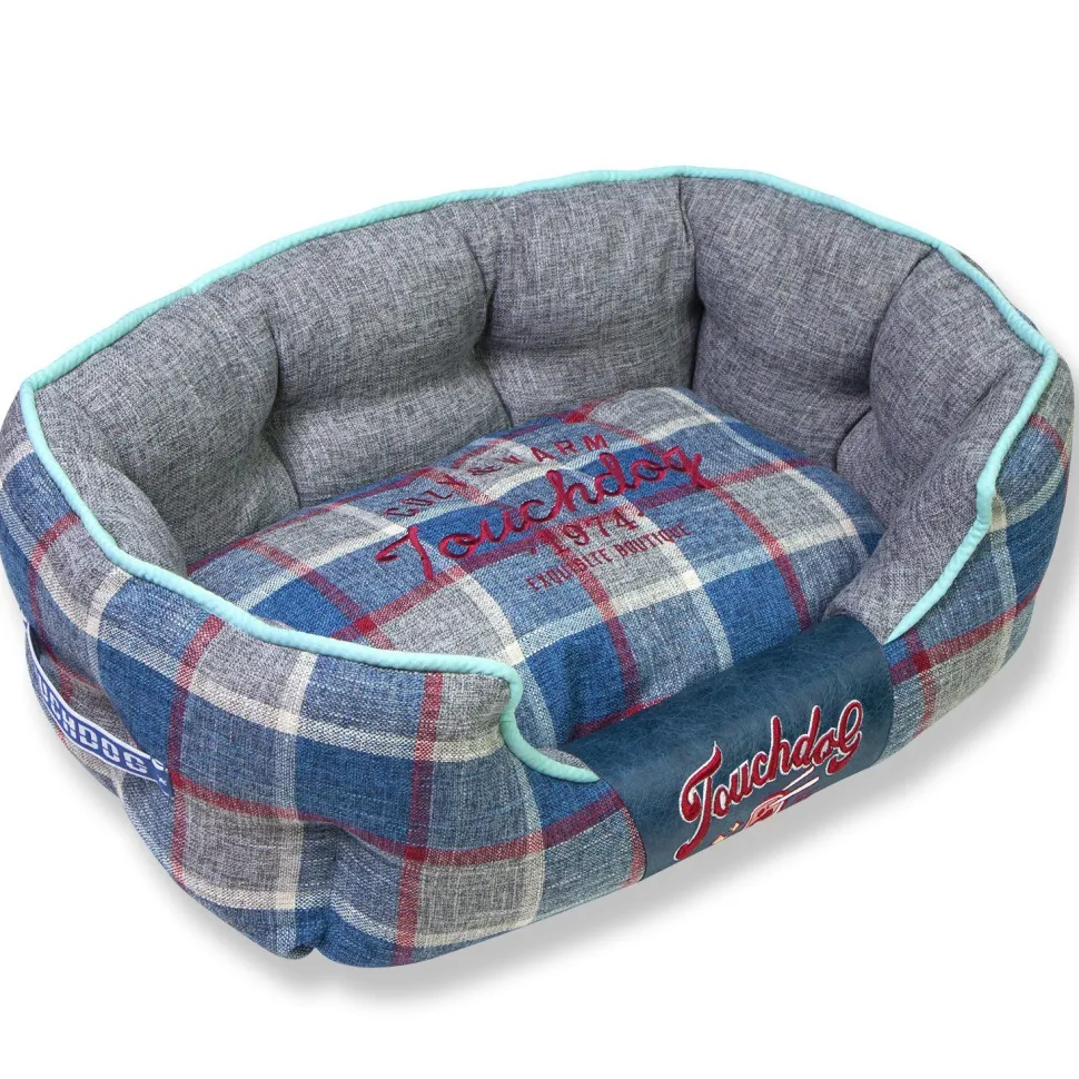 Touchdog 'Archi-Checked' Designer Plaid Oval Dog Bed