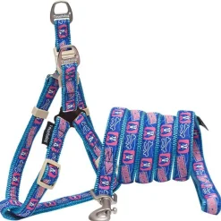 Touchdog 'Bone Patterned' Tough Stitched Dog Harness and Leash