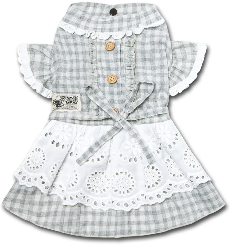 Touchdog 'I love Poochi' Classical Plaid Fashion Designer Dog Dress
