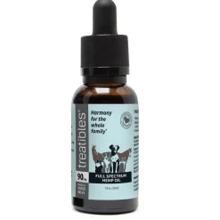 Treatibles Full Spectrum Hemp Oil Dropper Bottle 90mg Dog and Cat Health Supplements - 1 fl oz Dropper