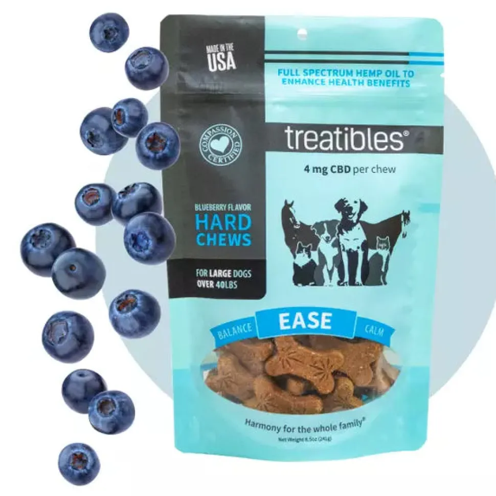 Treatibles Introductory Size Blueberry Hard Chews 4mg (7 ct) Hard Chew Dog Supplements - 1 oz Bag