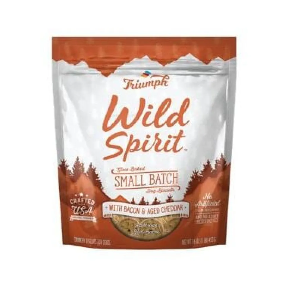 Triumph Wild Spirit Wheat-Free Bacon & Aged Cheddar Dog Biscuits - 16 oz - Case of 6