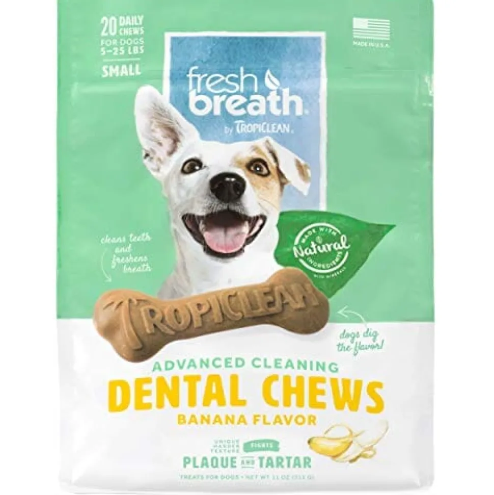 Tropiclean Dental Chews Banana 5-25lbs Dog Dental Treats - 11 Oz