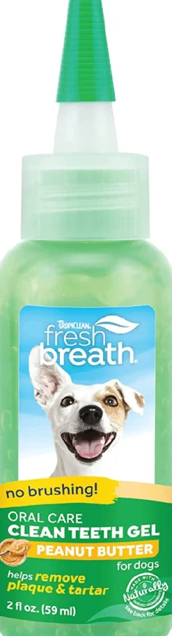 Tropiclean Fresh Breath No Brushing Clean Teeth Oral Care Gel Peanut Butter - 2 Oz
