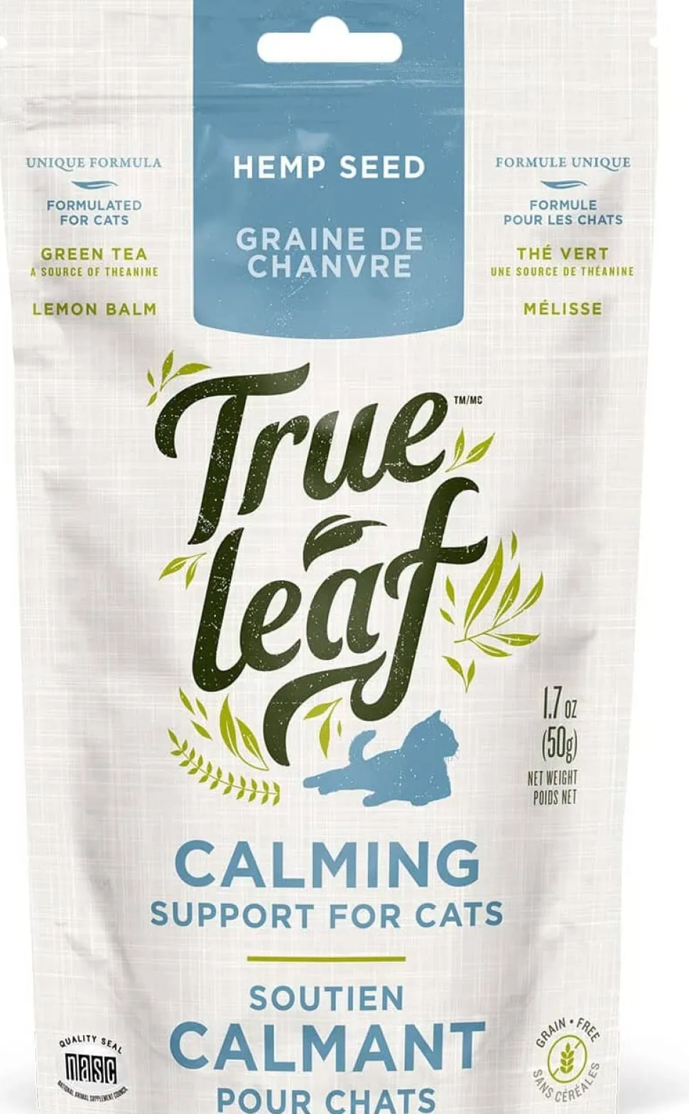 True Leaf Calming Support Hemp Seed Soft and Chewy Cat Supplements - 1.7 Oz