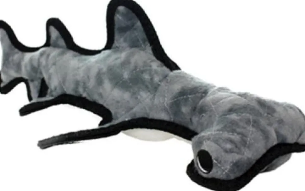 Tuffy's Ocean Creature Hammerhead Shark Float and Squeak Nylon and Plush Fetch Dog Toy