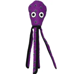 Tuffy's Ocean Creature Squid Float and Squeak Nylon and Plush Fetch Dog Toy - Purple