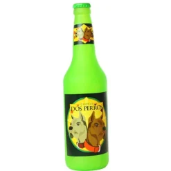 Tuffy's Silly Squeakers Dos Perros Beer Bottle Vinyl Chew and Squeak Dog Toy