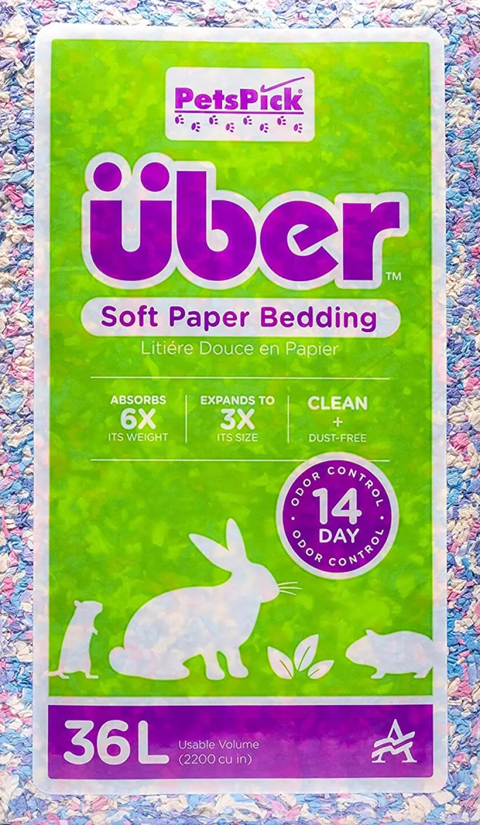 Uber Soft Paper Pet Bedding - Confetti - 36 L