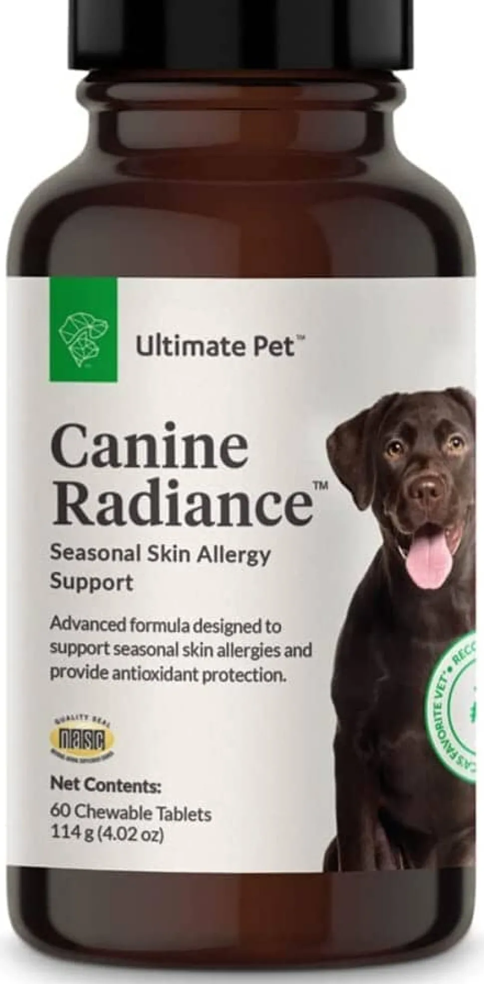 Ultimate Pet Nutrition Canine Radiance Tablets Seasonal Skin Allergy Support Dog Supplements - 30 Count
