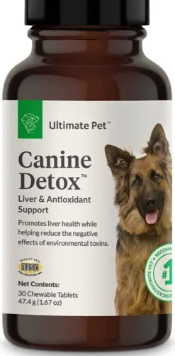 Ultimate Pet Nutrition Canine Detox Tablets Liver & Enviromental Support Dog Supplements - 30 Count